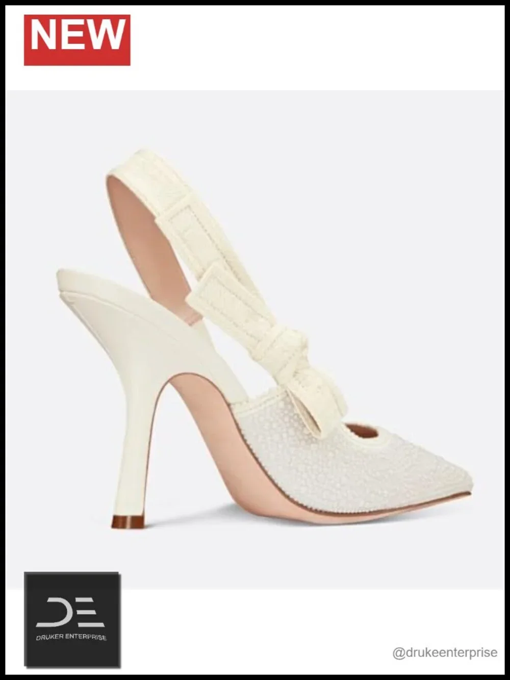 Mesh Slingback Pumps with Pearl Bow Stiletto High Heels